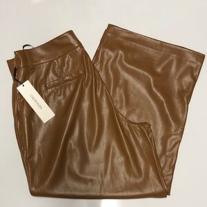 Calvin Klein wide leg crop faux leather pants size 12